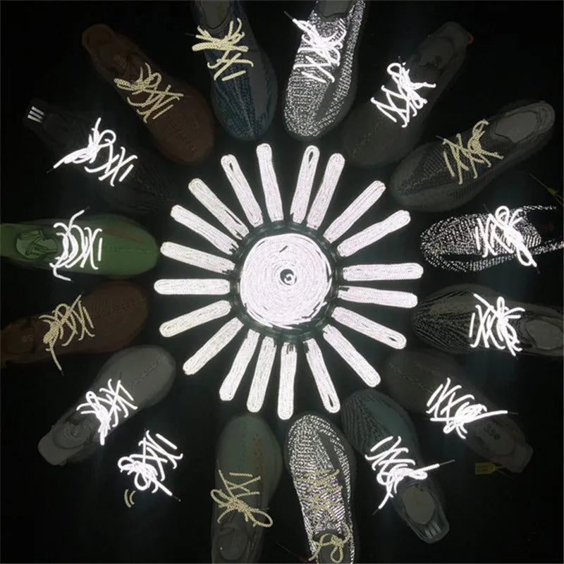 1 Pair Reflective Shoelaces Top Quality Round Rope Sports Shoe Laces Boots and Sneaker Shoelace Multi-color Length 120cm
