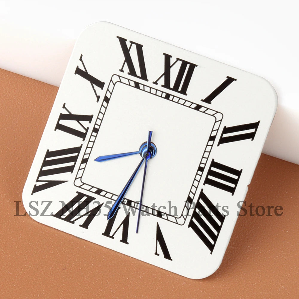 27mm NH35 Dial Square Roman Dial and Hands For 38mm Santos Case Fit NH35 NH36 Movement Stainless Steel Watch Accessories Repair