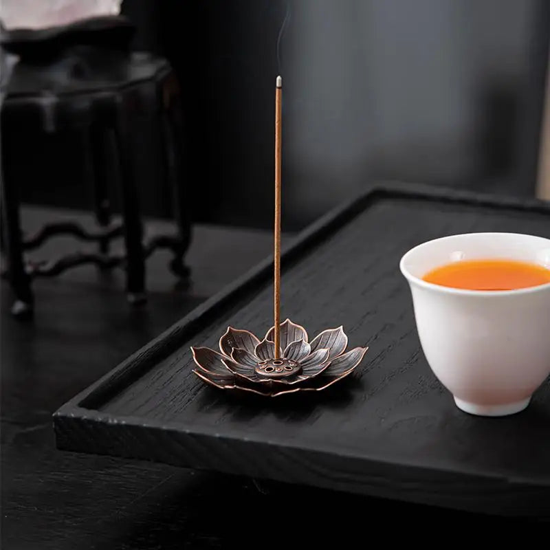 Buddhism Lotus Line Incense Alloy Incense Burner Stick Holder  plate Sandalwood Coil Base Temples Yoga Studios Home Decoration