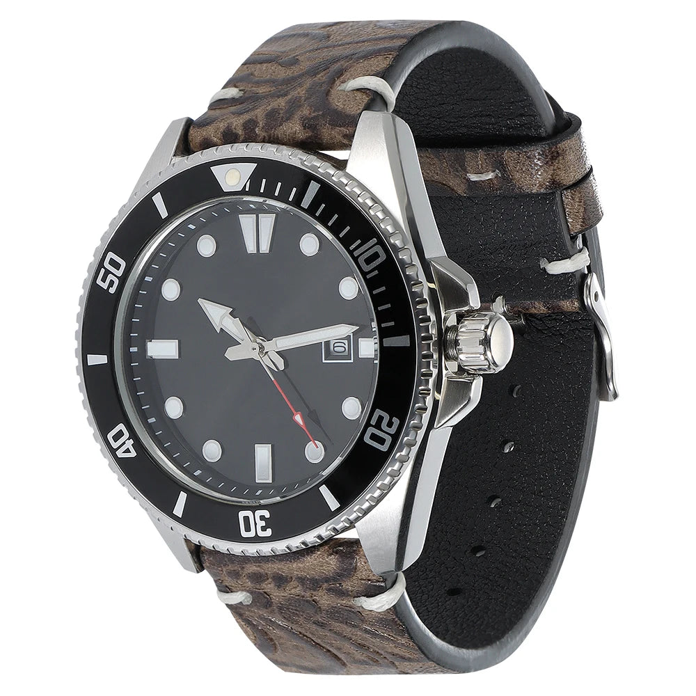 Genuine Calfskin Watch Strap 20mm 22mm for Seiko for Omega Leather Watchbands Printed Pattern Brown Women Men Watch Accessories