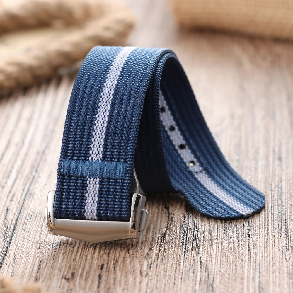 Deployant Clasp Nylon 20mm 22mm Watch Strap Premium Ribbed Watch Band for Omega Folding Buckle Watchband Sport Wristband for Men