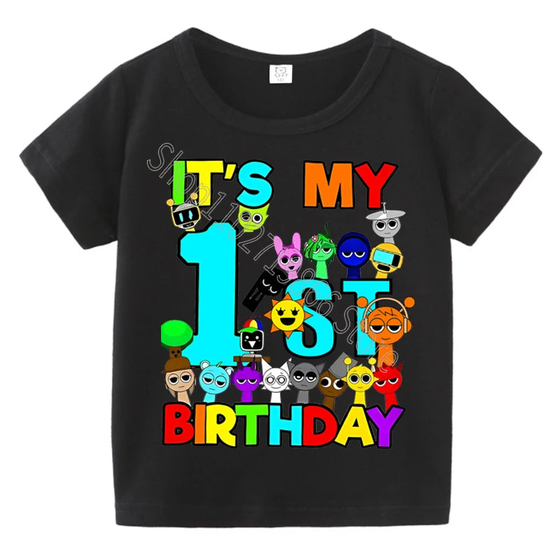 Summer Short Sleeves Sprunki Incredibox Print Children T-shirts Kids Clothes Boys Girls Cotton Tees Tops Birthday Party Gifts