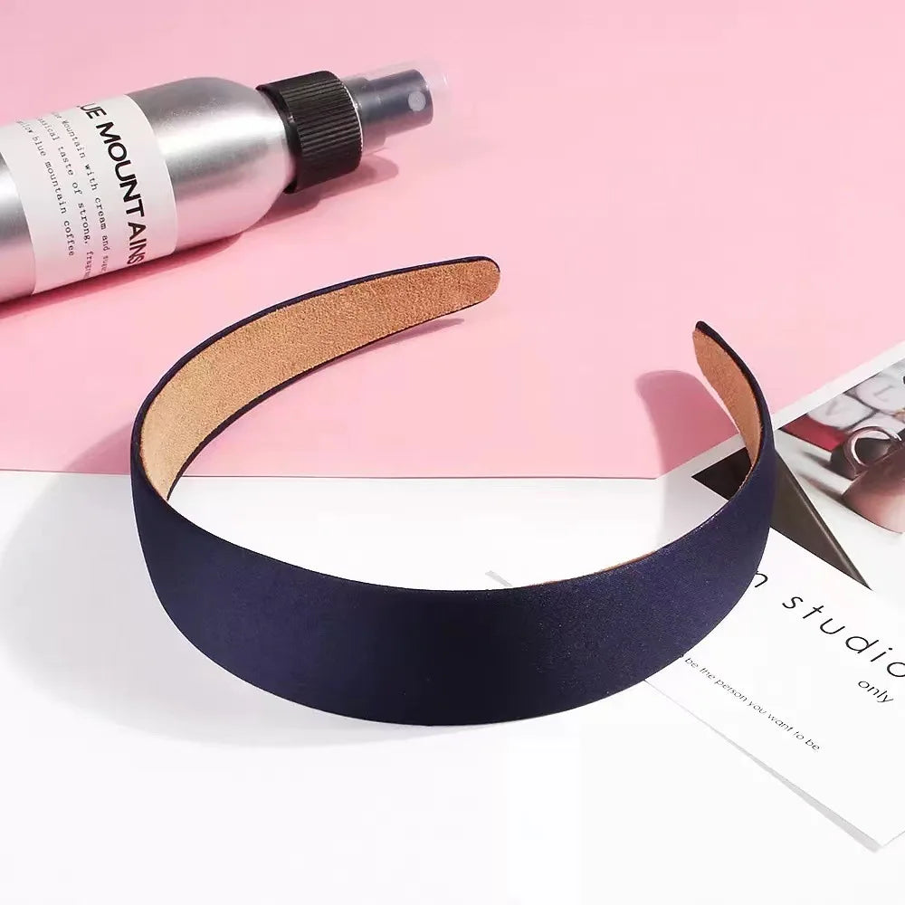 French style thin edge chic hairband pure color vintage silk hair accessory