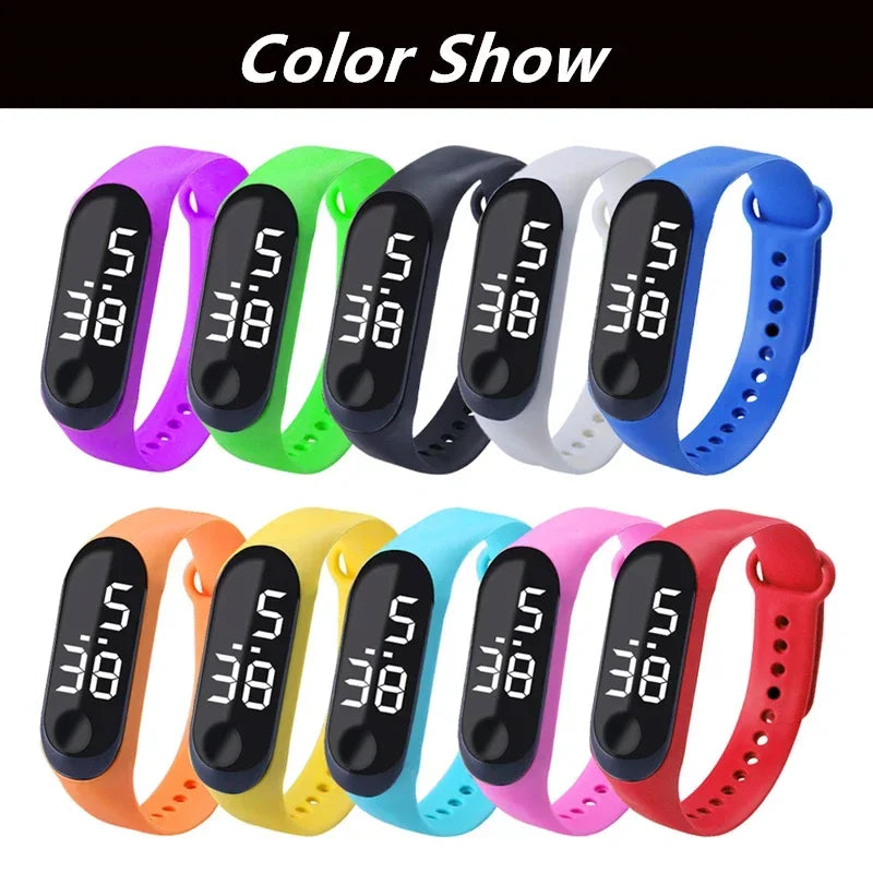 Waterproof Kids Sports Watch Children Smart Touch Screen LED Digital Watch Two Tone Silicone Strap Men Women Watch Student Clock