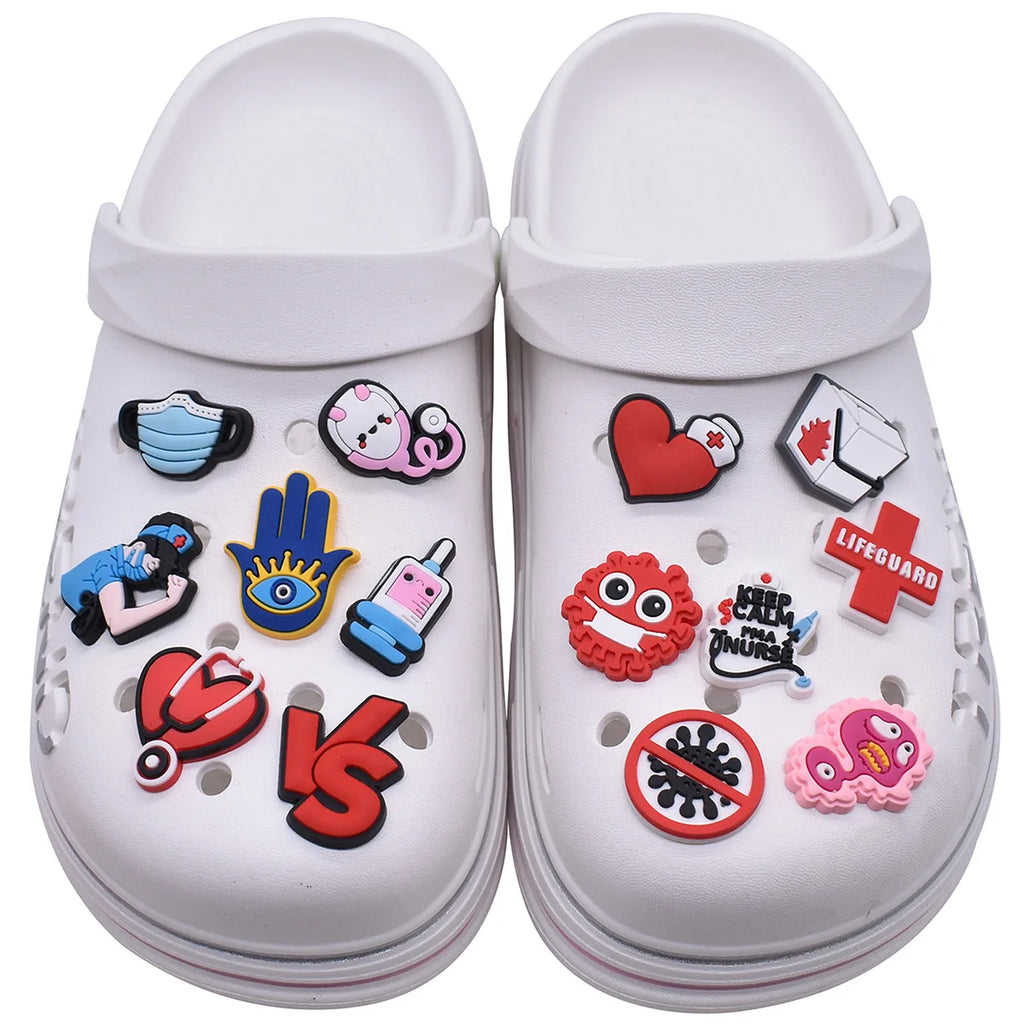 classical medical PVC shoe Charms Slippers Buckle combination Fit Wristbands accessories Decoration Bands gift unisex party