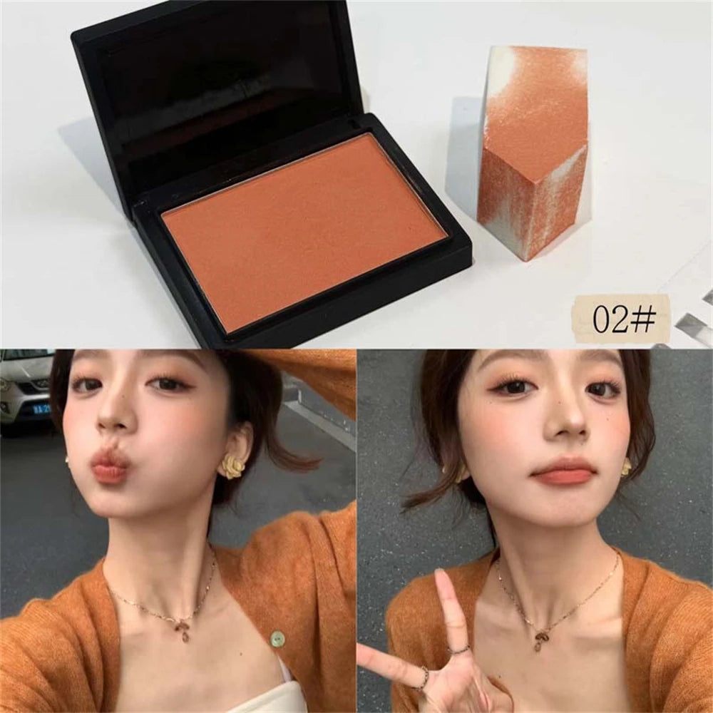 Low Saturation Silky Bean Paste Red Rouge Powder Single Color Natural Matte Cheek Blush Makeup Face Contouring Cheek Tint