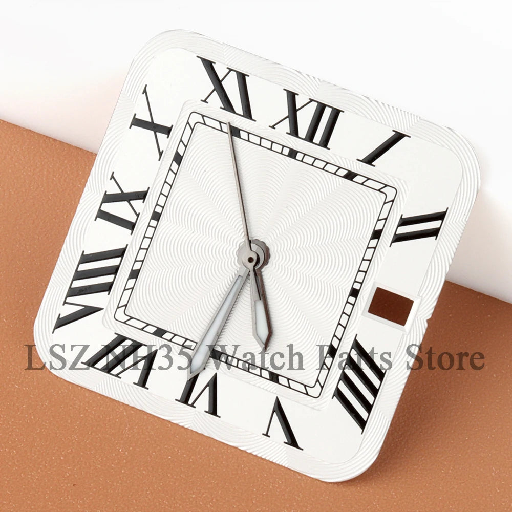 27mm NH35 Dial Square Roman Dial and Hands For 38mm Santos Case Fit NH35 NH36 Movement Stainless Steel Watch Accessories Repair