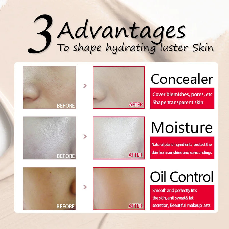 LAIKOU Makeup Base Face Liquid Foundation BB Cream Concealer Moisturizer Oil-control Whitening Waterproof Maquiagem Makeup 40g