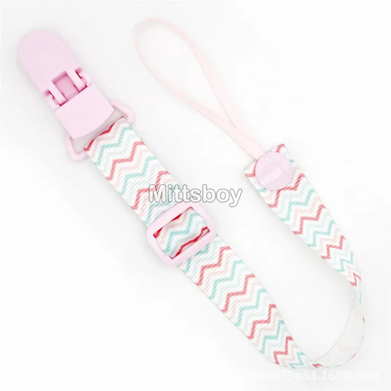 Fixed Button Baby Pacifier Clips Chains Ribbon Dummy Soother Holder Chains Anti-drop Buckle Strap for Pacifier Baby Feeding Gift