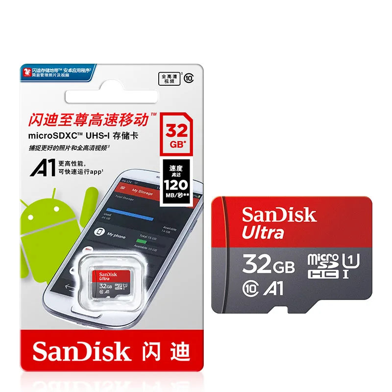 SanDisk Micro SD Card 128GB 32GB 256GB Memory Card 64GB Class 10 A1 Cartao De Memoria for Smartphone/Tablet