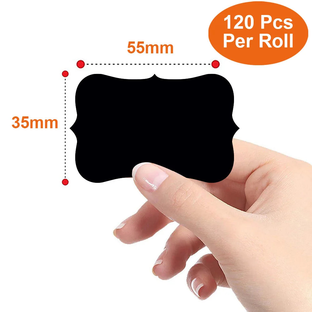120Pcs/Roll 3 Styles Removable Blackboard Stickers With Erasable Pen Waterproof Chalkboard Labels 1.4*2.2in for Home & Kitchen