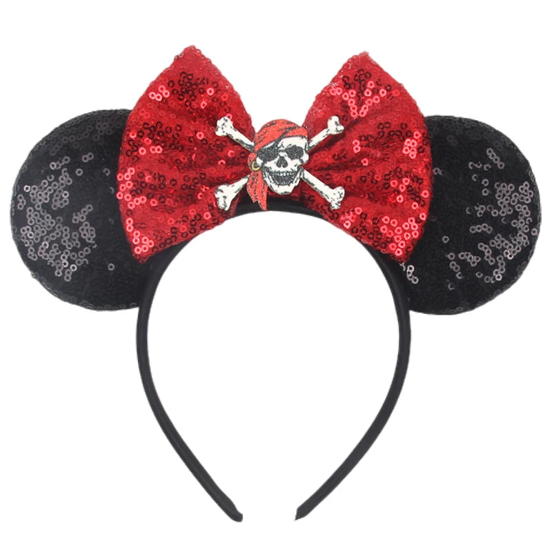 2025 New Style Mickey Minnie Ear Headband Sequin Bows Girl Adult Kids Halloween Party Cosplay Hair Accessories Princess Hairband
