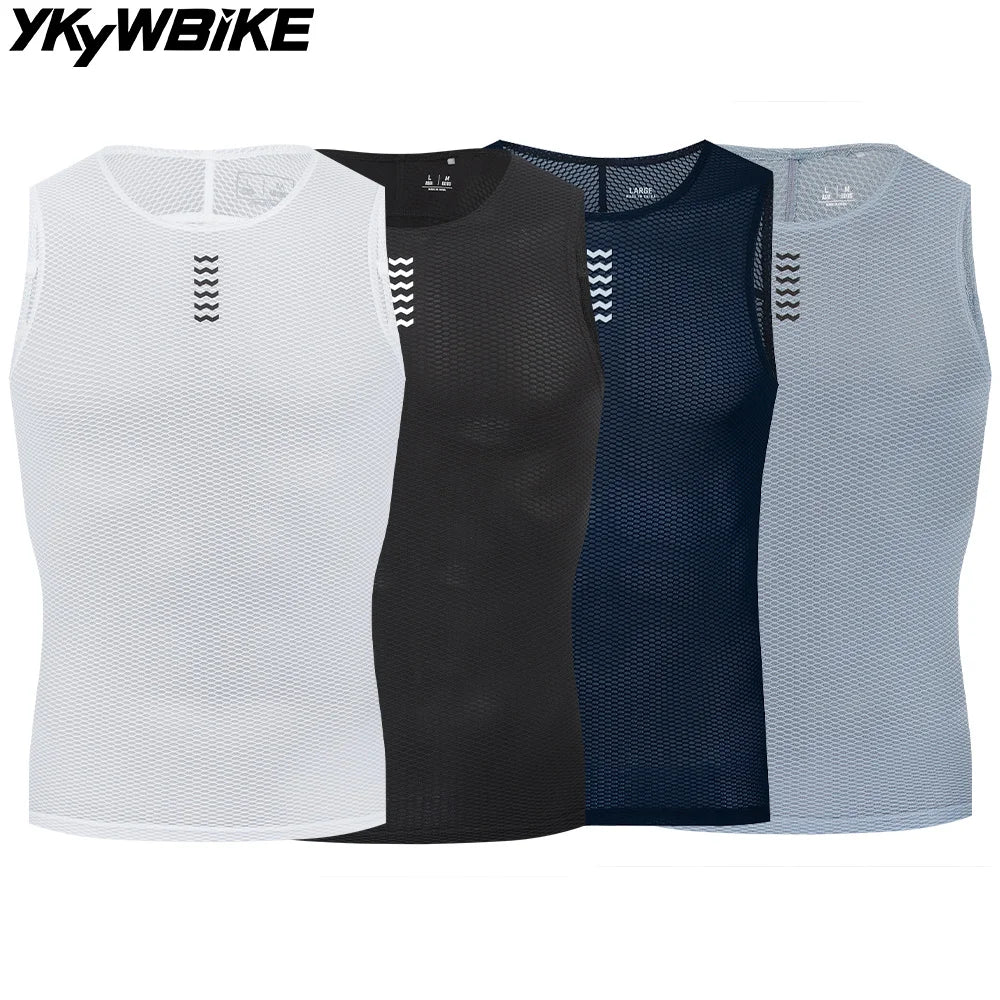 YKYWBIKE Men's Bicycle Vests Sleeveless Quick Dry Cycling Undershirt MTB Bike Base Layer Compression Bicycle Sport Jersey