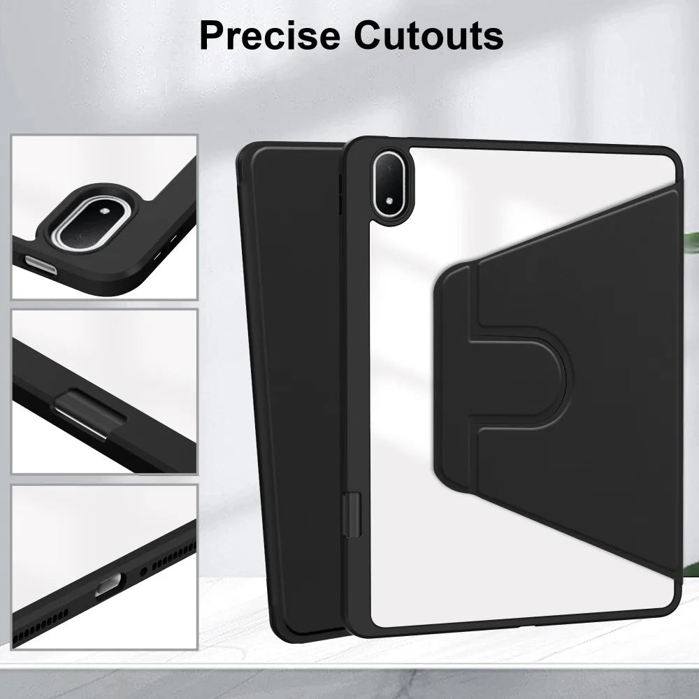 Tablet Case For OnePlus Pad 3 2Pro Oppo Pad 4 4Pro 13.2 IN with Pen Holder 360° Rotating Clear Hard Stand Flip  Shockproof Cover