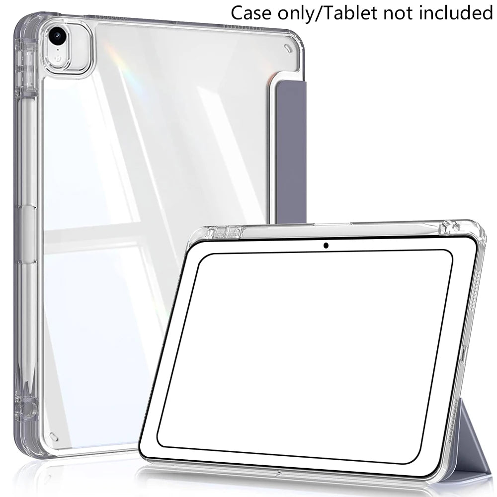 Case for iPad Air 11 Inch M4 2026/M3 2025/M2 2024, iPad Air 5th/4th Gen 10.9 Inch 2022/2020, Acrylic Cover with Pencil Holder