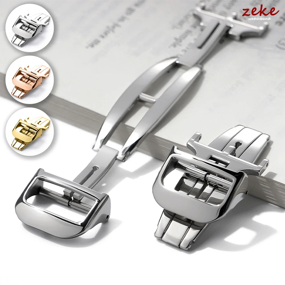 Stainless Steel Watch Buckle Silver Gold Rose Watch Clasp Accessories 18mm Replacement Buckle for Jaeger Watch Strap with Tool