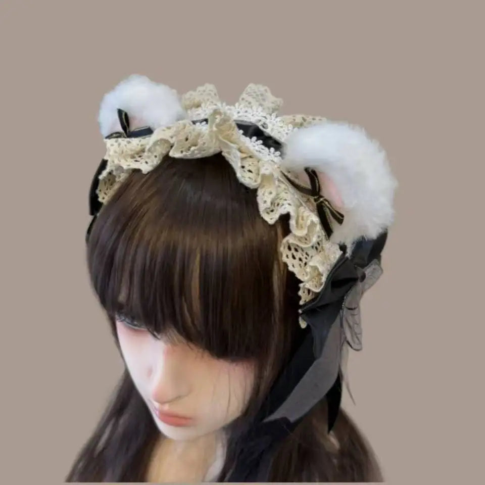1PC Lolita Headband Hairband Bow Lace Lolita Accessories Sweet Japanese Lolita Maid Versatile Headwear Bear Ears