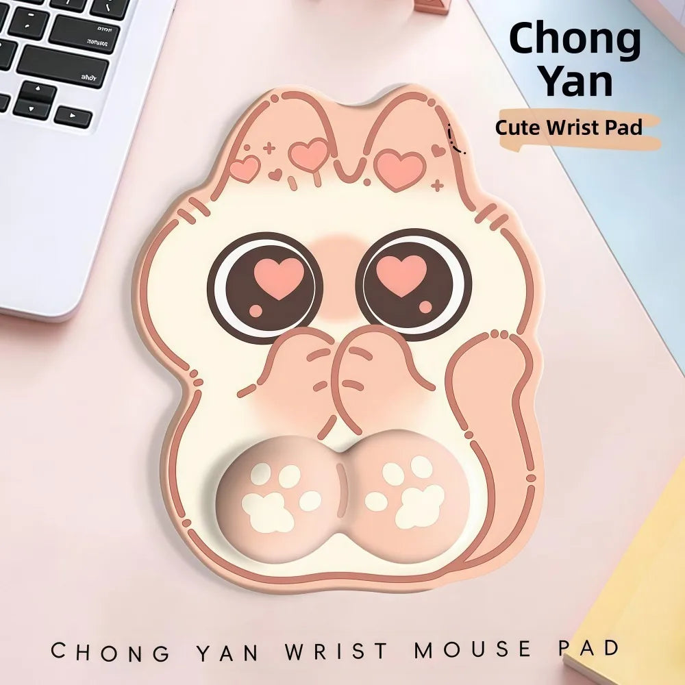 Big-eyed Cat Mouse Pad Non-Slip Comfortable Wrist Rest Typing Pad Dirt-resistant Soft Ergonomic Mouse Pad For Computer Office