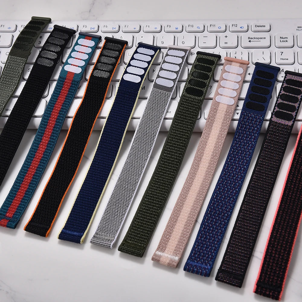 20mm 22mm Quick Release Hook Loop Elastic Sailcloth Nylon Watch Strap Adjustable Comfortable Universal Replacement Watchbands
