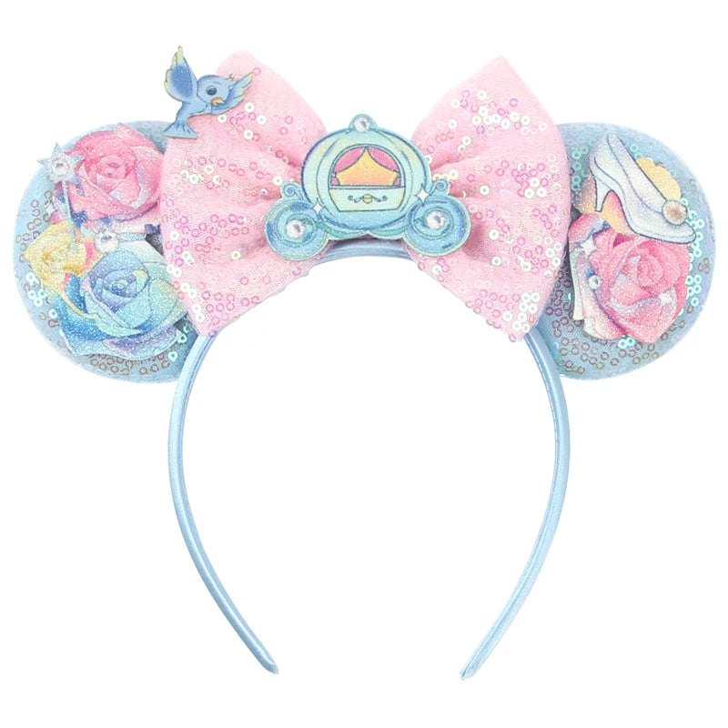2025 New Style Mickey Minnie Ear Headband Sequin Bows Girl Adult Kids Halloween Party Cosplay Hair Accessories Princess Hairband