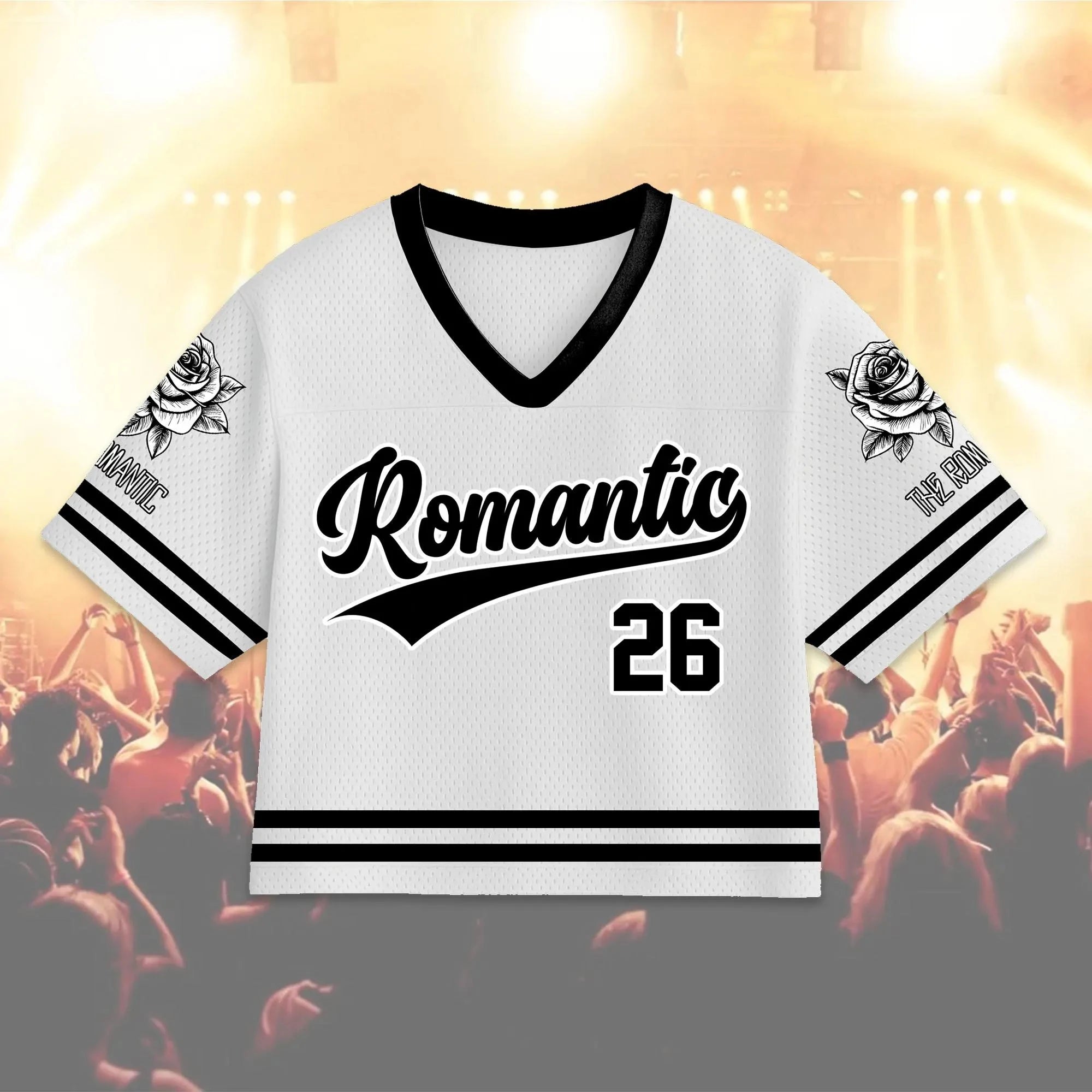 2026 Romantic Tour V-Neck Football Jersey Bruno Mars Inspired Concert Outfit Tee For Fans Kids Adults