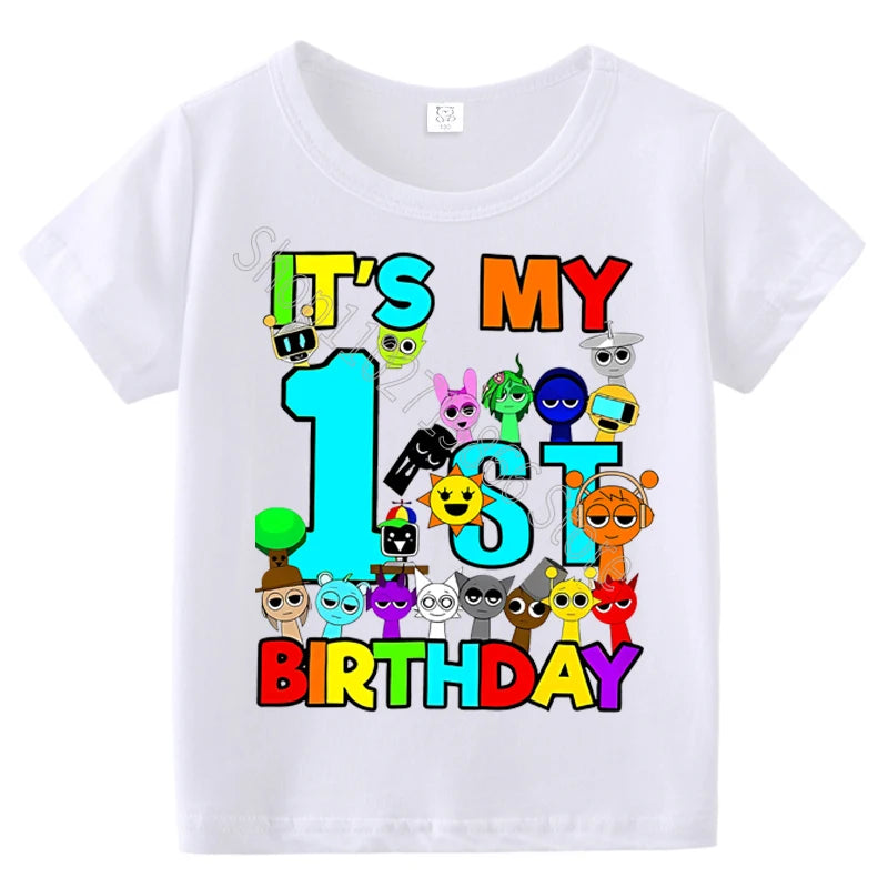 Summer Short Sleeves Sprunki Incredibox Print Children T-shirts Kids Clothes Boys Girls Cotton Tees Tops Birthday Party Gifts