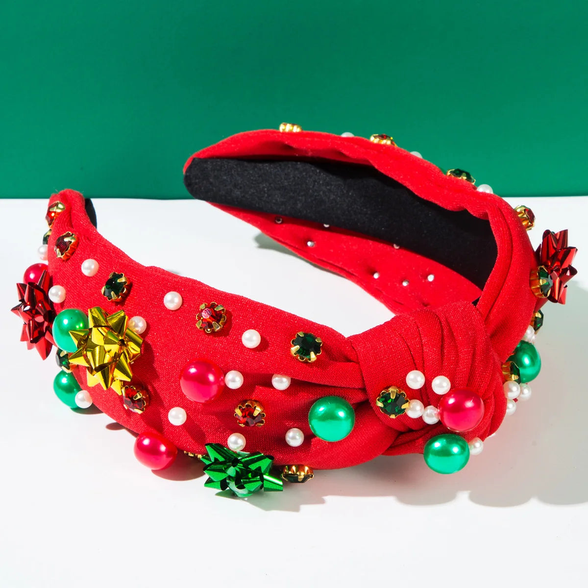 Xmas Hair Accessory Plastic Floral Pearl Headband Women Simple Christmas Hairband for Holiday Party