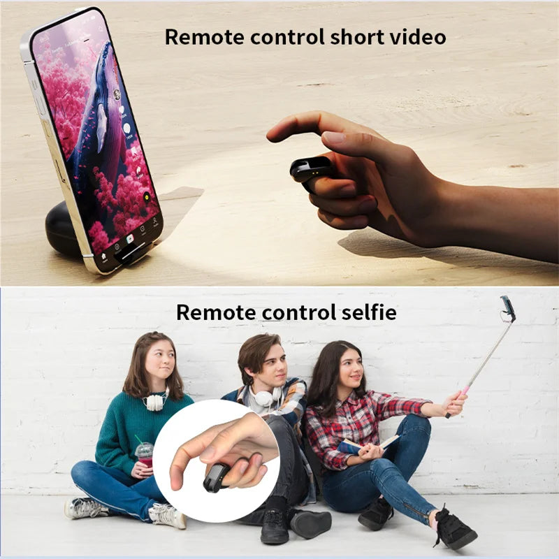 Ring Mouse Rechargeable Mini Light Weight Bluetooth 2.4G Dual-mode Wide Compatible Remote Control Selfie Scan Short Video Speech
