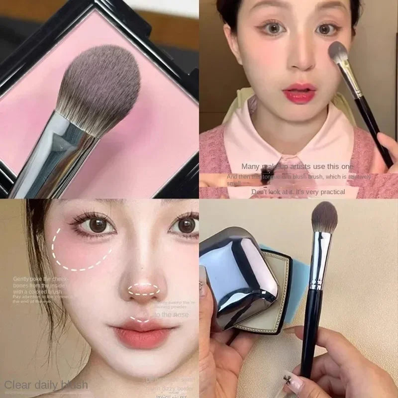 1/2PCS Peach Heart Blusher Brush - Precision Flat Applicator for Powder/Cream/Liquid, Vegan & Cruelty-Free Makeup Tool