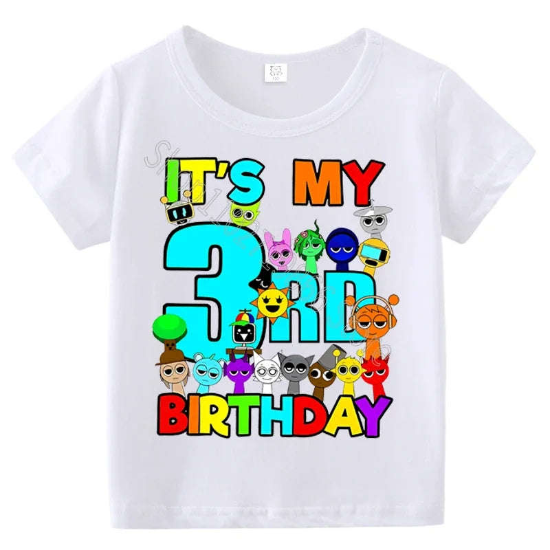 Summer Short Sleeves Sprunki Incredibox Print Children T-shirts Kids Clothes Boys Girls Cotton Tees Tops Birthday Party Gifts