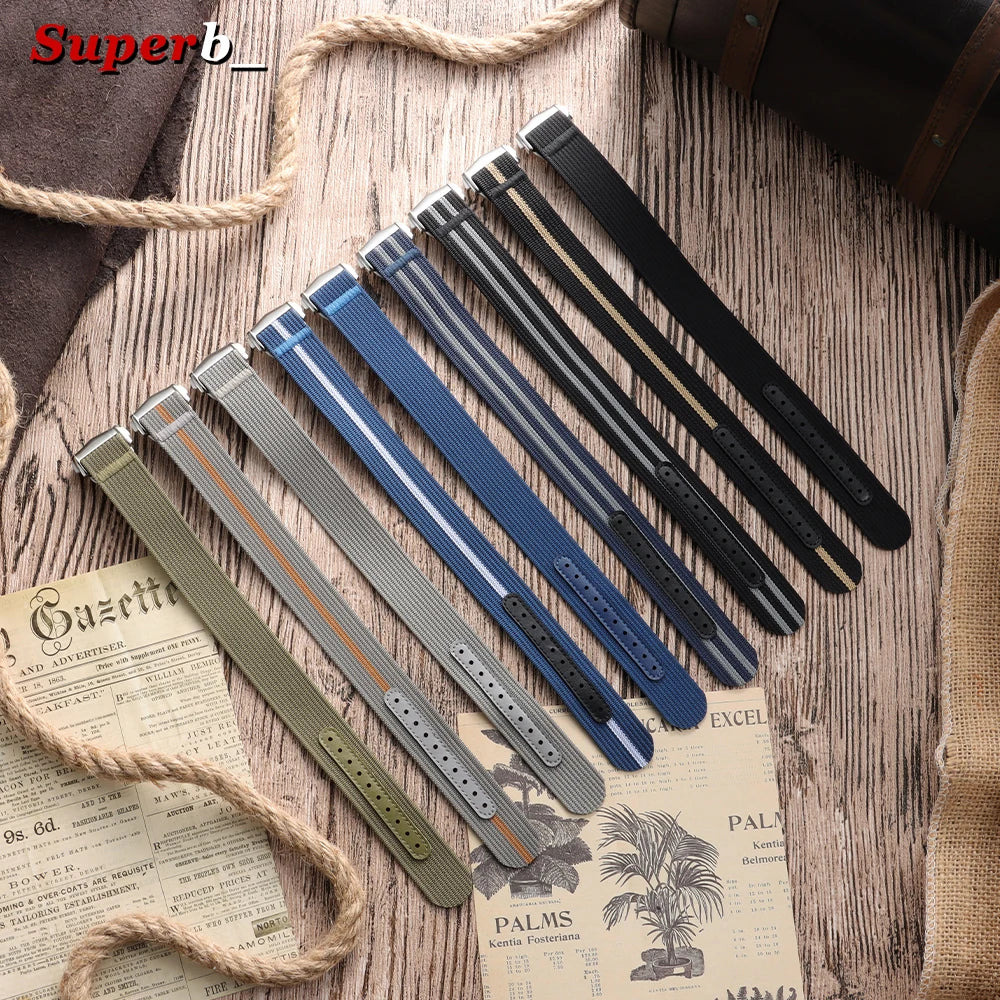 Deployant Clasp Nylon 20mm 22mm Watch Strap Premium Ribbed Watch Band for Omega Folding Buckle Watchband Sport Wristband for Men