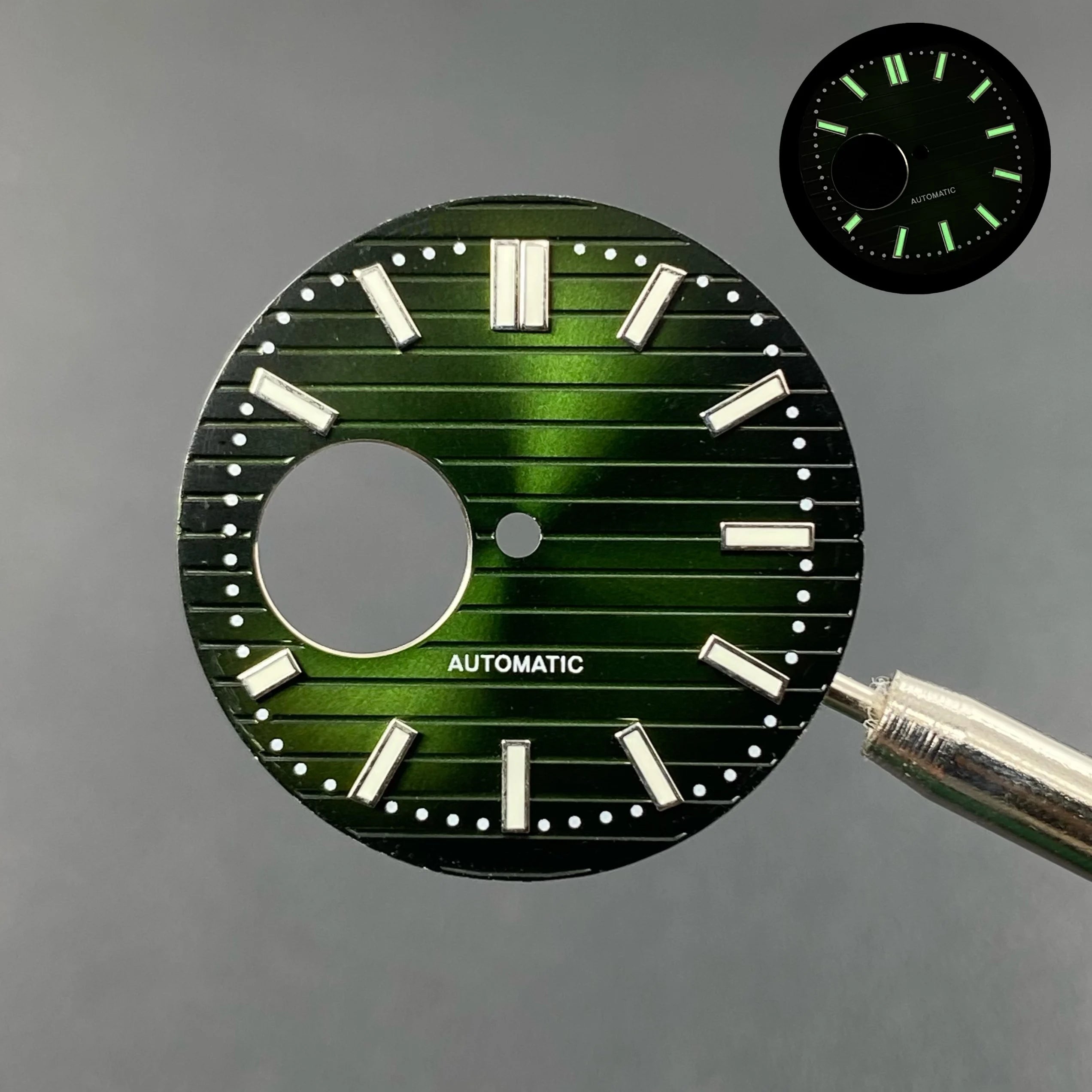 N30.5MM Dial Nautilus No Logo Watch Dial Green Luminous With Hands Suitable for NH38 Movement Modification Repair Accessories