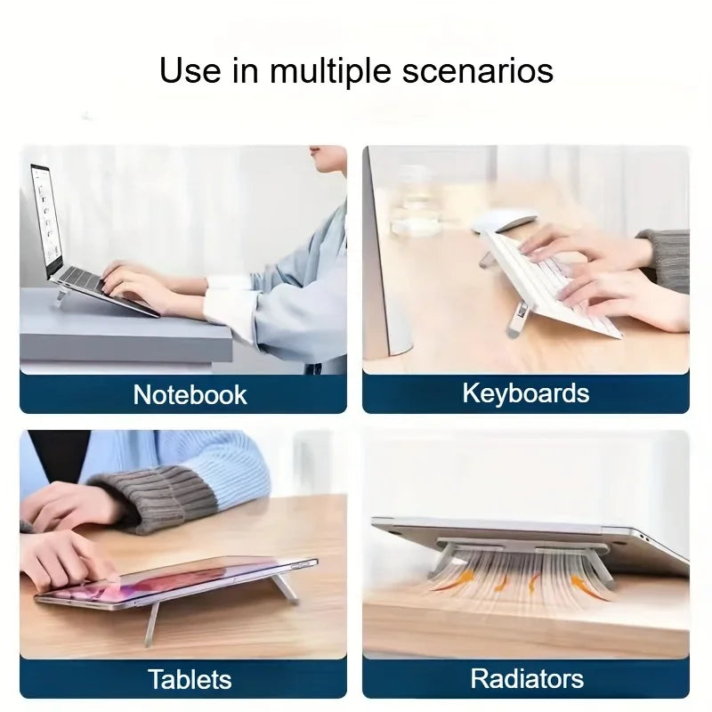 Adjustable and Foldable Laptop Stand with Keyboard & Tablet Holder, Heat Sink Design for Height Adjustment, Improved Vision