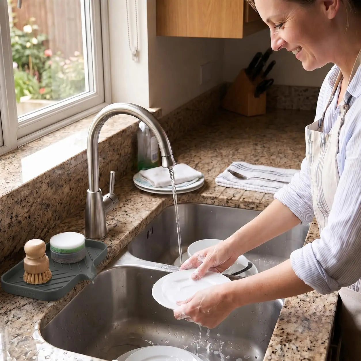 1/2Pcs Silicone Sink Storage Tray, Drain Design Sponge Soap Holder