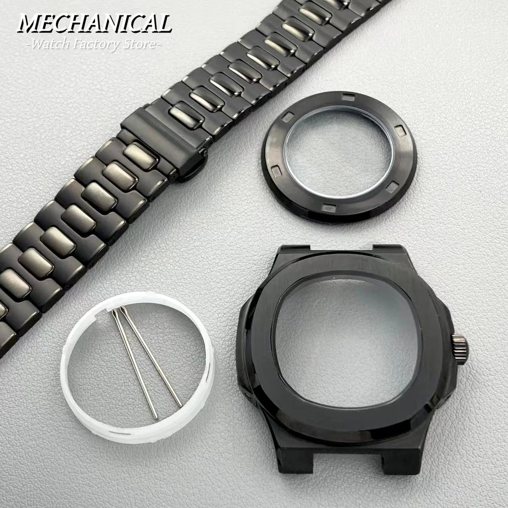 40mm Square Watch Case for Nautilus Style NH35 NH36 NH38 Movement Rose Gold/Black/Silver PVD Stainless Steel Sapphire Watch Case