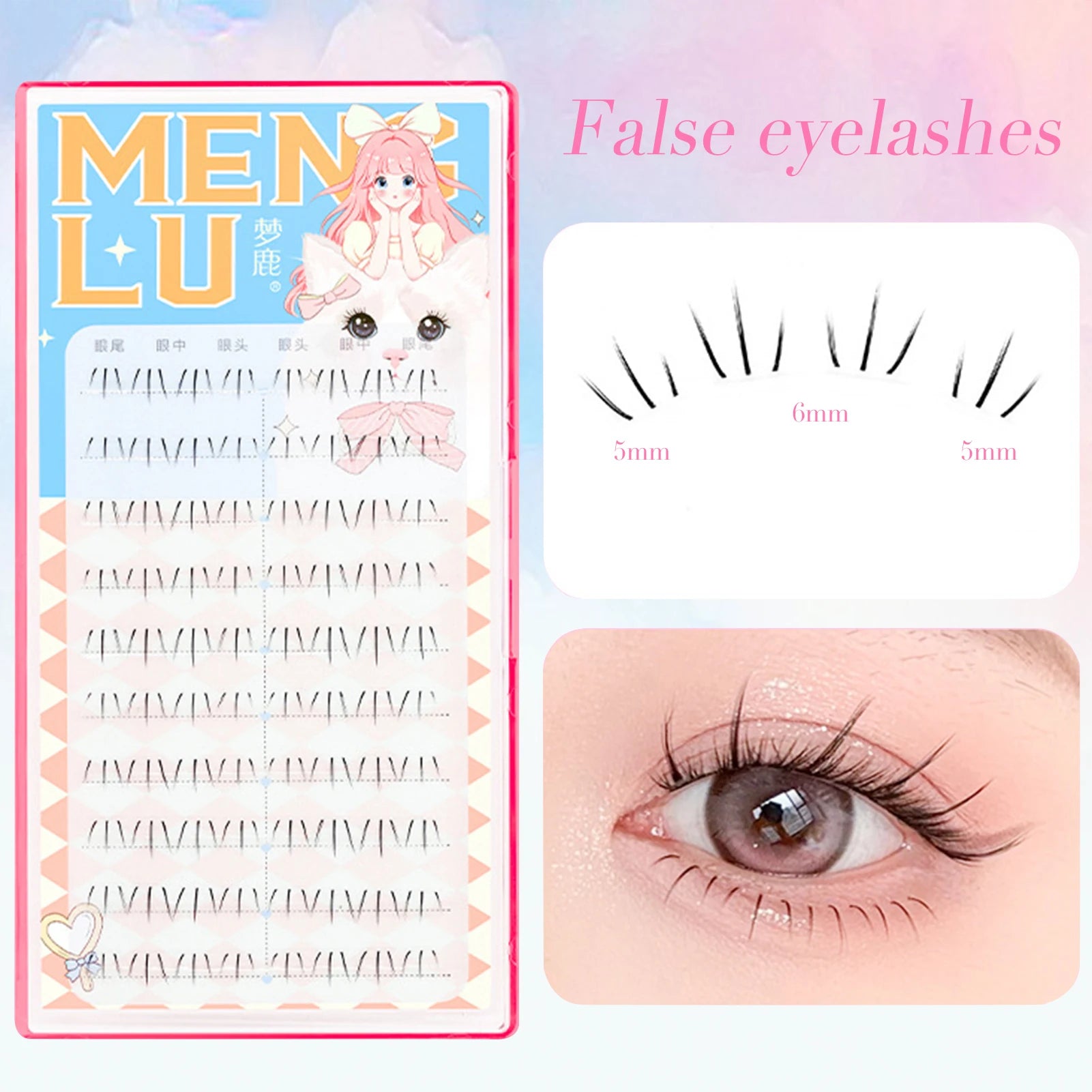 6-7mm ACE Dense Cat Korean Lower Eyelashes Air Fairy Fake Eyelash Segmented Natural Under Lashes Extension Manga Eye Makeup Tool