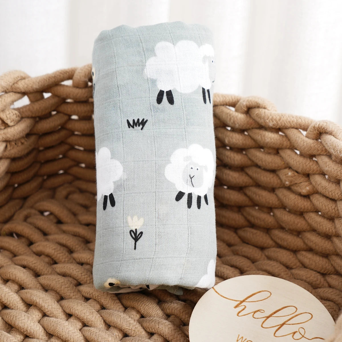 120x110cm Bamboo Cotton Baby Muslin Swaddle Blanket Cute Soft Print Baby Towel Wrap