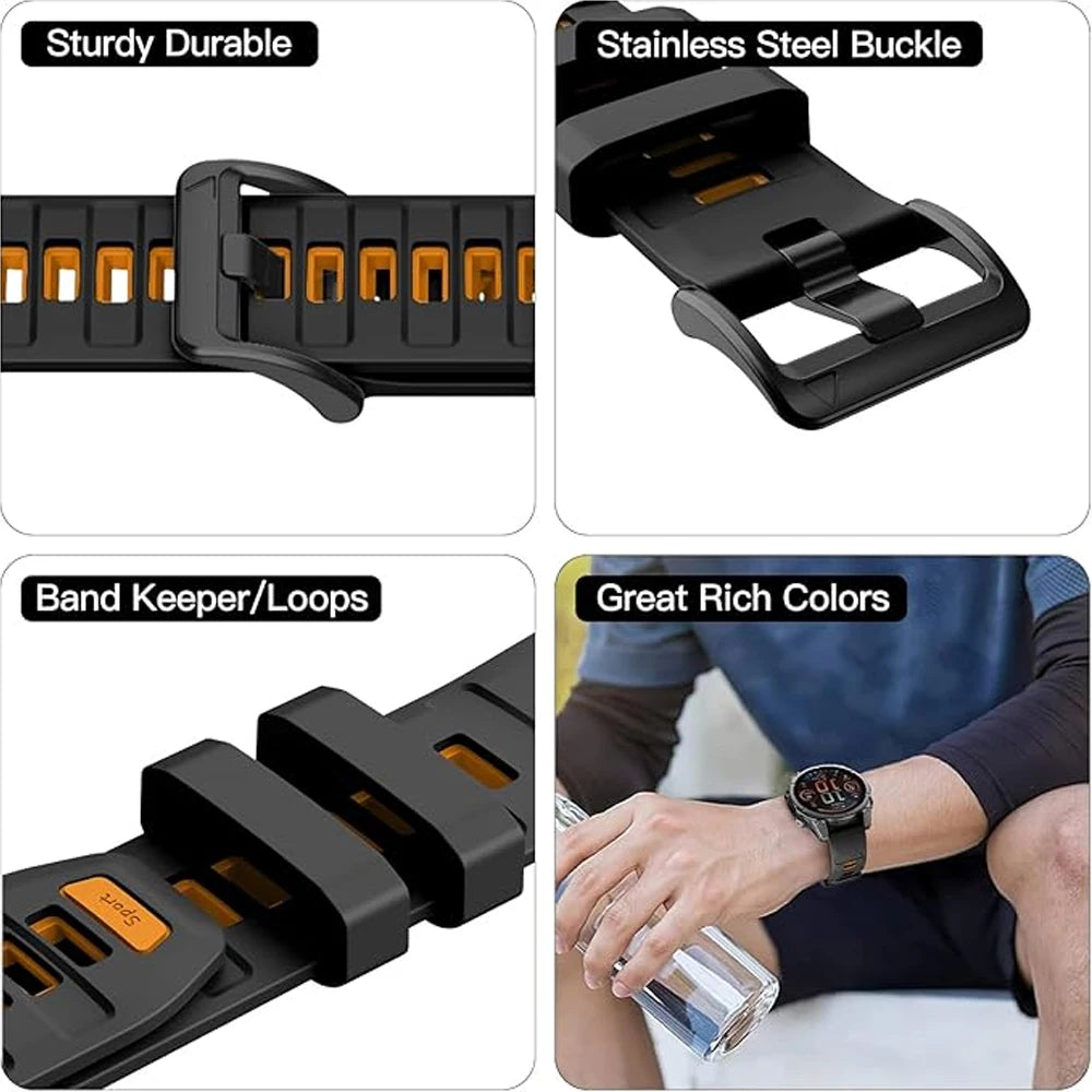 Sport Strap Silicone Watch Band 22mm 26mm For Garmin Fenix 8 Pro E 7 7X 6 6X 5 5X Plus Quick Release Bracelets Women Men Correa