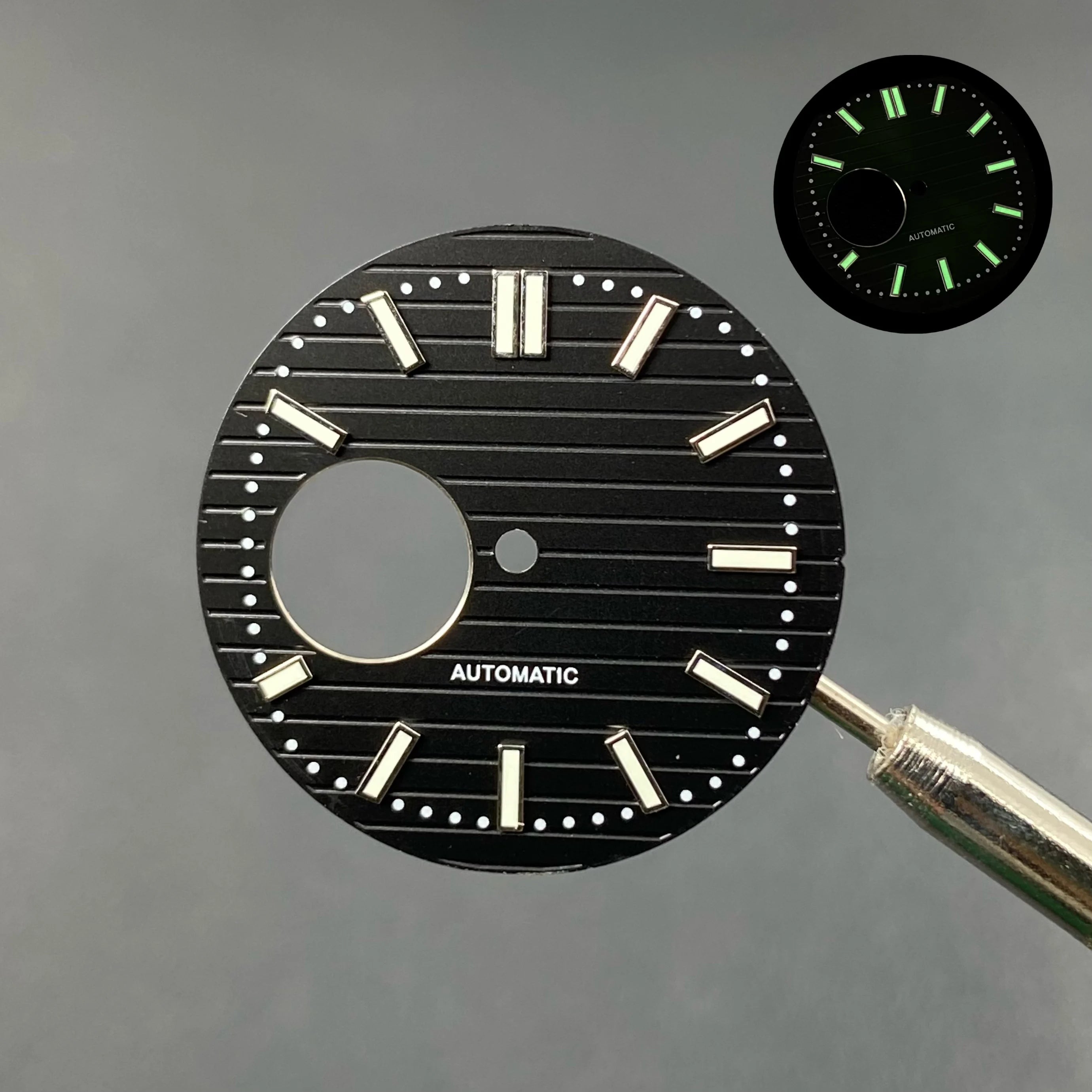 N30.5MM Dial Nautilus No Logo Watch Dial Green Luminous With Hands Suitable for NH38 Movement Modification Repair Accessories