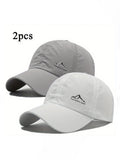 2pcs Sports Baseball Cap, Snow Mountain Print, Quick-drying, Spring Summer Leisure, D Suitable for Both Men and Women