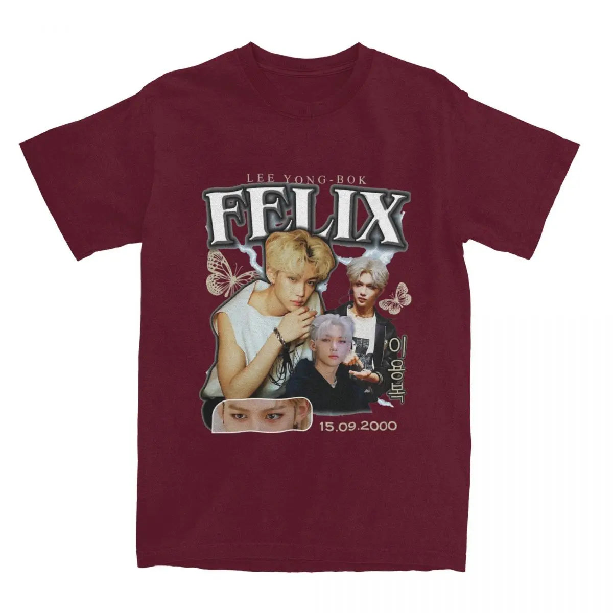 Men FELIX Korean Kpop Singer T Shirts Idol Cotton Clothing Summer Vintage Short Sleeve T-Shirt O Neck Harajuku Tshirt