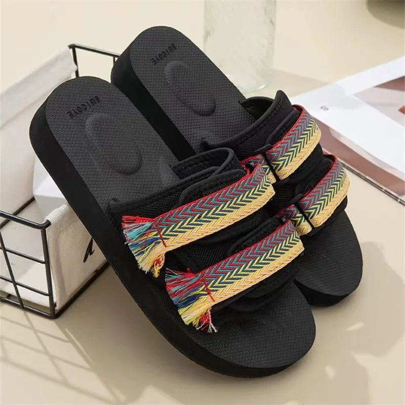 Men Casual Slippers Fashion Indoor Outdoor Beach Women White Sandals Increase Height Round Toe Non-Slip Unisex Zapatos Hombre