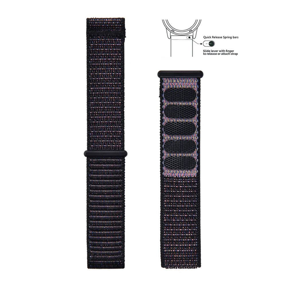 20mm 22mm Quick Release Hook Loop Elastic Sailcloth Nylon Watch Strap Adjustable Comfortable Universal Replacement Watchbands