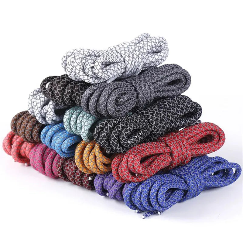 1 Pair Reflective Shoelaces Top Quality Round Rope Sports Shoe Laces Boots and Sneaker Shoelace Multi-color Length 120cm