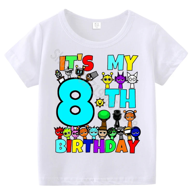 Summer Short Sleeves Sprunki Incredibox Print Children T-shirts Kids Clothes Boys Girls Cotton Tees Tops Birthday Party Gifts