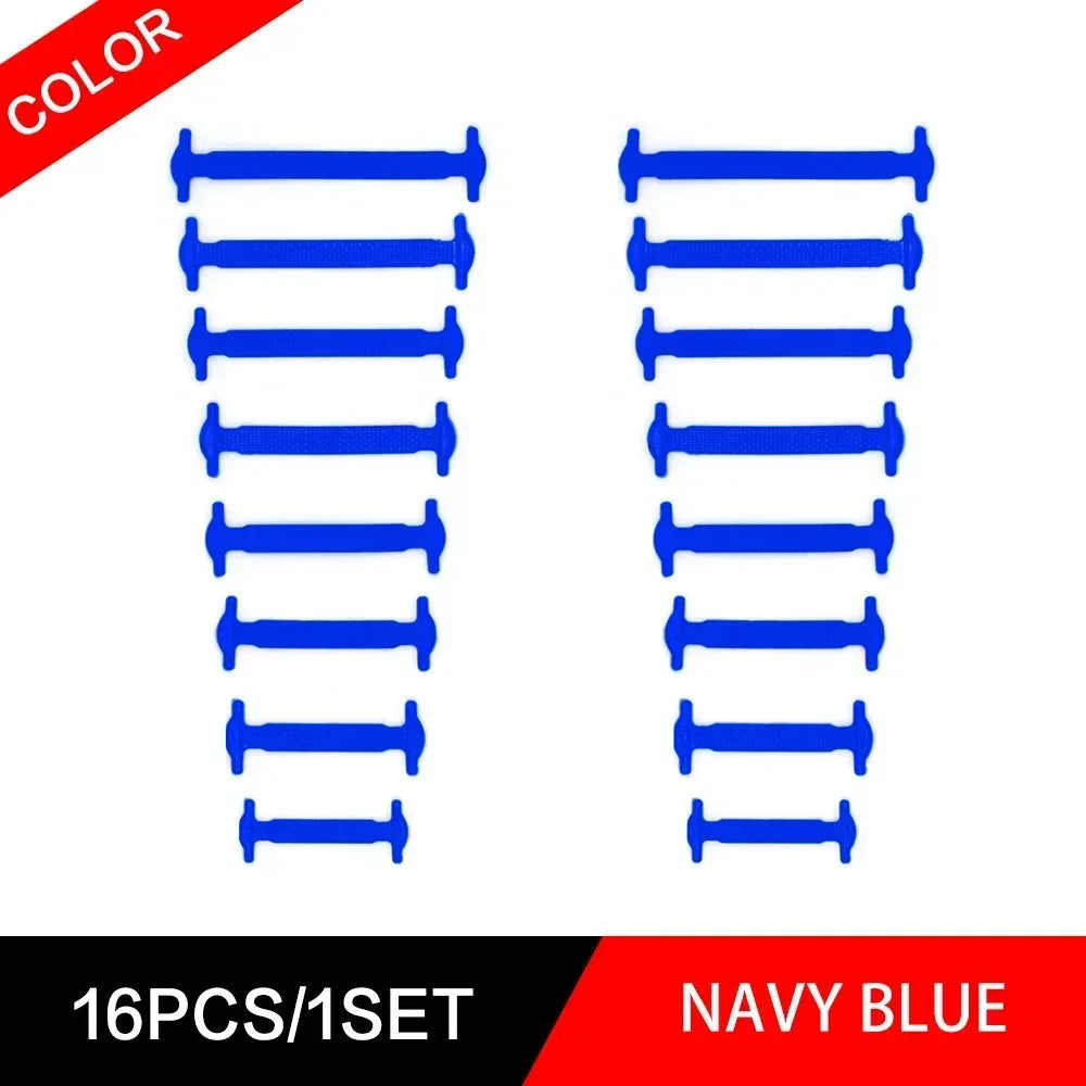 New 16Pcs Elastic Shoe Laces All Sneakers Silicone Stretch Shoelaces Unisex Fashion No Tie Shoelace Rubber Band Shoelaces