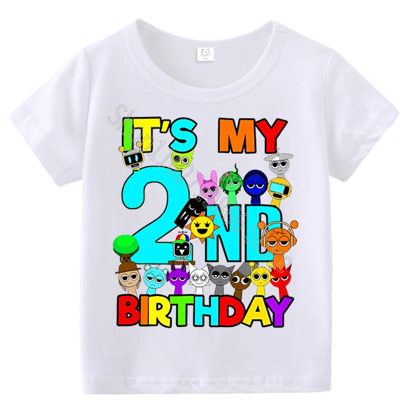 Summer Short Sleeves Sprunki Incredibox Print Children T-shirts Kids Clothes Boys Girls Cotton Tees Tops Birthday Party Gifts