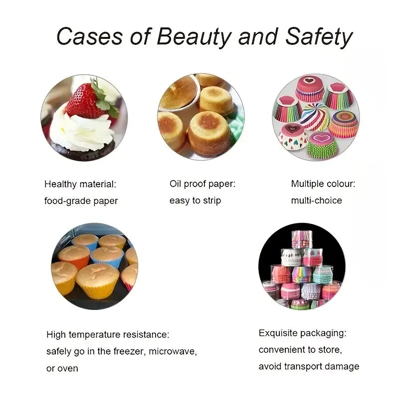 100Pcs/pack Cake Muffin Cupcake Paper Cups Cake Box Cupcake Liner Kitchen Baking Accessories Cake Mold Decorating Tools