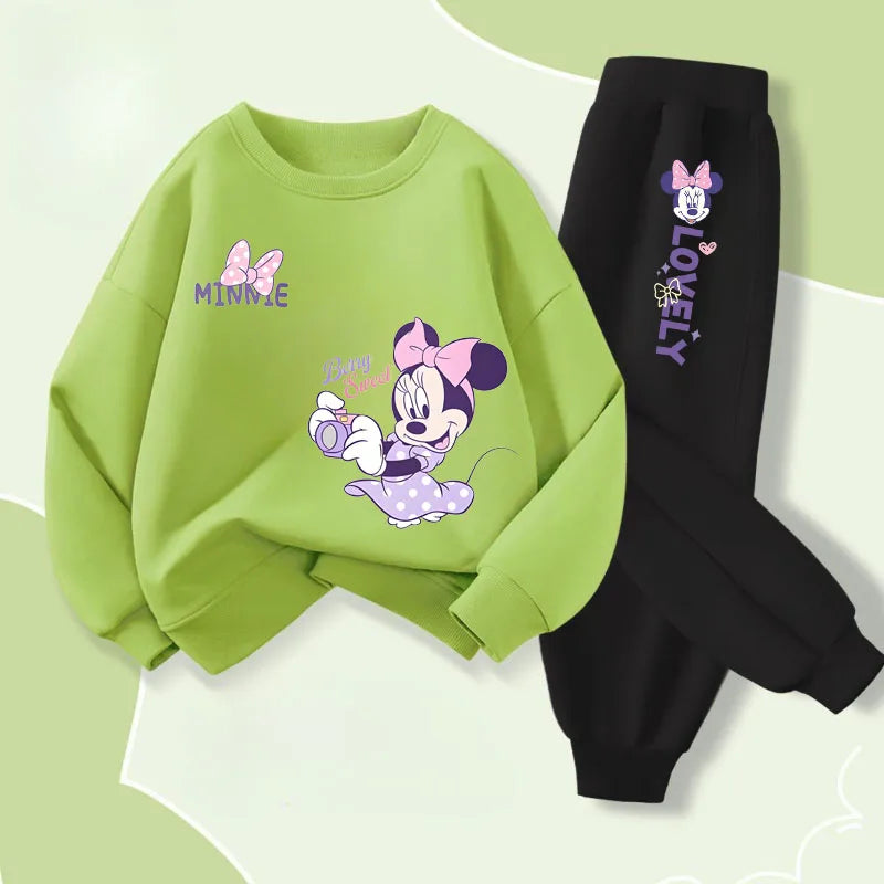 Children's Spring Autumn Long Sleeve Clothing Girls Pullover Long Pant Two Piece Sets Cartoon Printed Kids 2pcs Sets Tracksuit