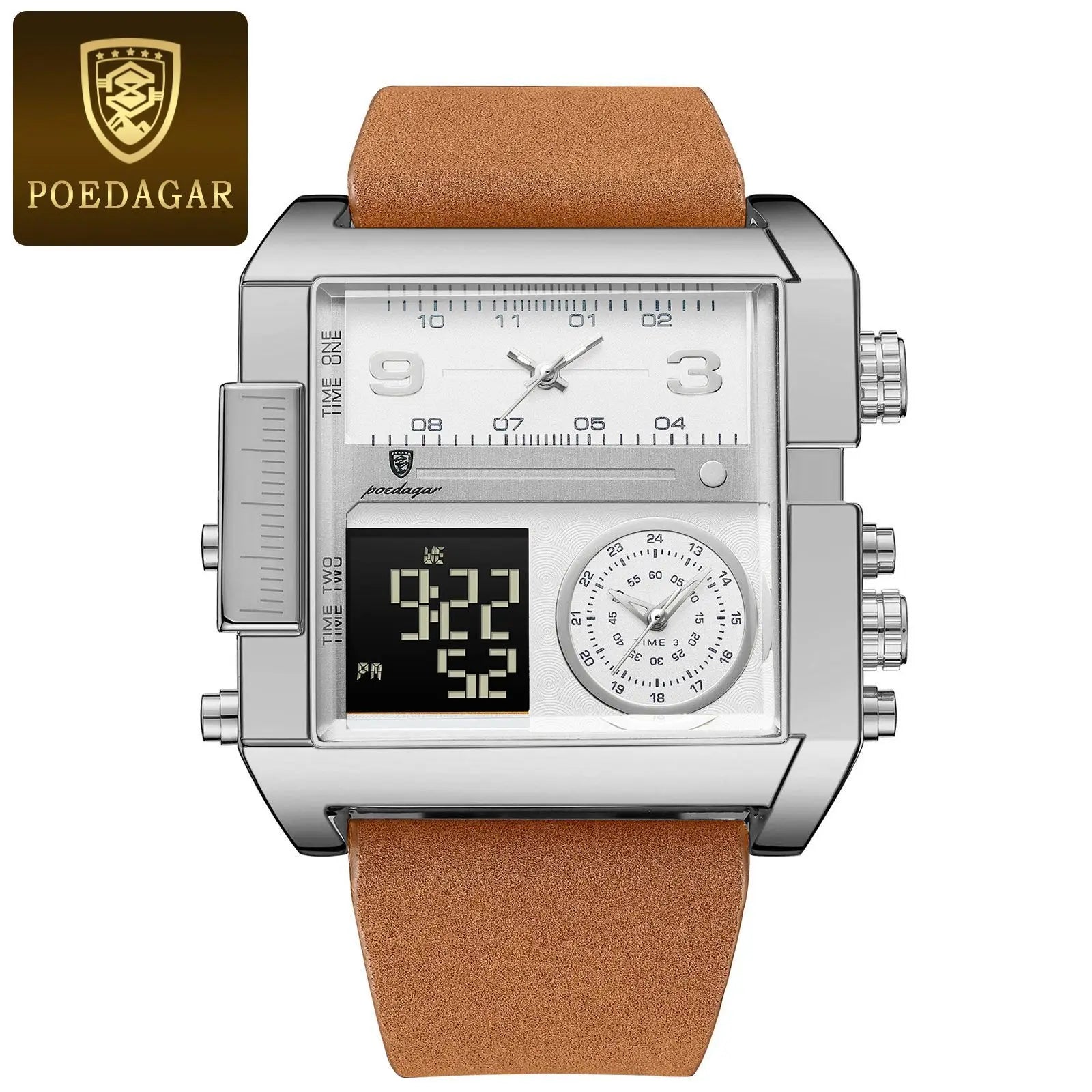 Luxury Man Wristwatch Rectangle Waterproof Luminous Day Week Men Watch Digital Multifunction Men's Watches Quartz Reloj